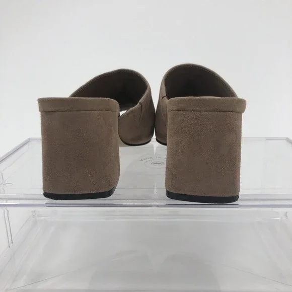 Aldo Womens Mules Slides Sandals Shoes Sz 6 Tan Suede Chunky Heel 2.5" Open Toe - Picture 5 of 13